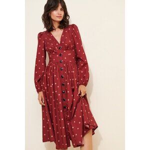 Hutch Drop Waist Long Sleeve Midi Dress Womens 4 Polka Dot Prairie Cottage